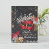 Mis Quince Anos Masquerade Party Uitnodiging (Staand voorkant)