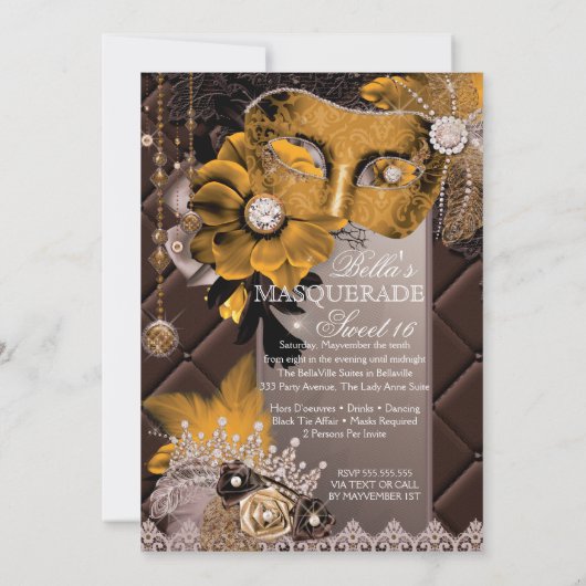Mis Quince Anos Masquerade Party Uitnodiging (Achterkant)
