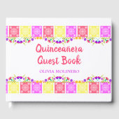 Mis Quince Anos Mexicaanse Fiesta Bloemen Quincean Gastenboek (Voorkant)