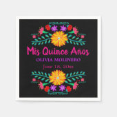 Mis Quince Anos Mexicaanse Fiesta Quincenera Zwart Servet (Voorkant)