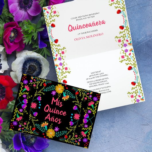 Mis Quince Anos Mexicaanse Fiesta Zwart Quinceaner