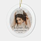 Mis Quince Años Modern Script Quinceañera 2 Photo Keramisch Ornament (Links)