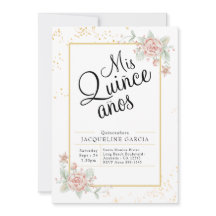 Mis Quince Anos Pink Floral Quinceañera Uitnodigin