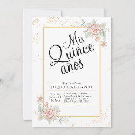 Mis Quince Anos Pink Floral Quinceañera Uitnodigin Kaart