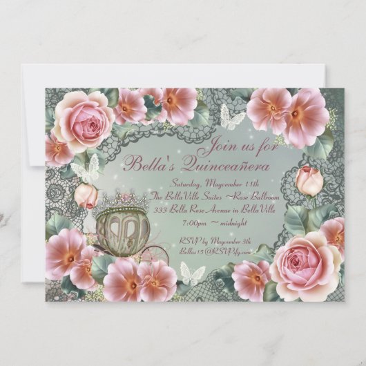 Mis Quince Anos, Prinses Verjaardag Uitnodiging (Achterkant)