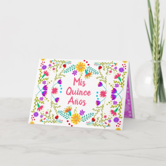 Mis Quince Anos Quinceanera Bloemen Mexicaanse Fie (Voorkant)