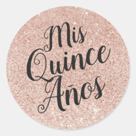 Mis Quince Años Quinceañera Roos Gold Sparkle Ronde Sticker