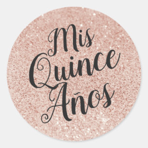 Mis Quince Años Quinceañera Roos Gold Sparkle Ronde Sticker