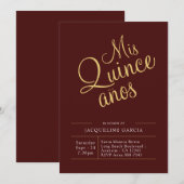 Mis Quince Anos Red Gold Modern Quinceanera Kaart (Voorkant / Achterkant)