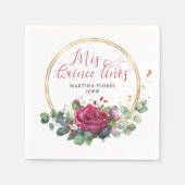 Mis Quince Anos Red Rose en Eucalyptus Party Servet (Voorkant)
