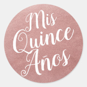 Mis Quince Años Roos Gold Pink Quinceañera Ronde Sticker