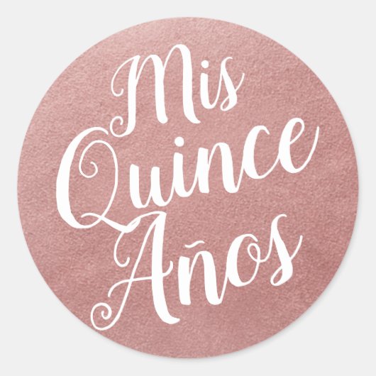 Mis Quince Años Roos Gold Pink Quinceañera Ronde Sticker (Voorkant)