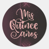 Mis Quince Años Round Stickers | Elegant Burgundy  (Voorkant)