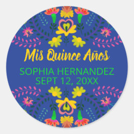 Mis Quince Anos Royal Blue Mexicaanse Fiesta Party Ronde Sticker