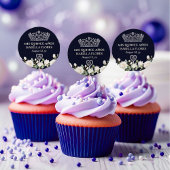 Mis Quince Anos Tiara en Rozen Blue Quinceanera Ronde Sticker