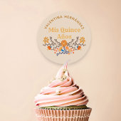 Mis Quince Anos Westerne Mexican Floral Ronde Sticker