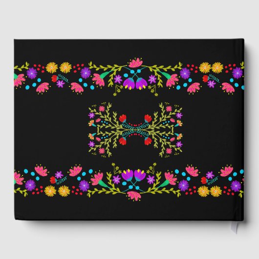 Mis Quince Anos Zwart Mexicaans Bloemen Quinceaner Gastenboek (Achterkant)