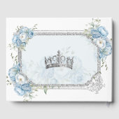 Mis Quince Blauw Bloemen Zilveren Kroon Quinceañer Gastenboek (Achterkant)