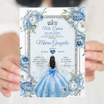 Mis Quince Blauw Bloemen Zilveren Kroon Quinceañer Kaart<br><div class="desc">Mis Quince Blauw Bloemen Zilveren Kroon Quinceañera Uitnodiging 15 Anos Verjaardag</div>