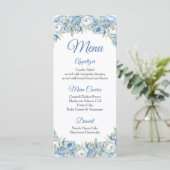 Mis Quince Blauw Bloemen Zilveren Kroon Quinceañer Menu (Staand voorkant)