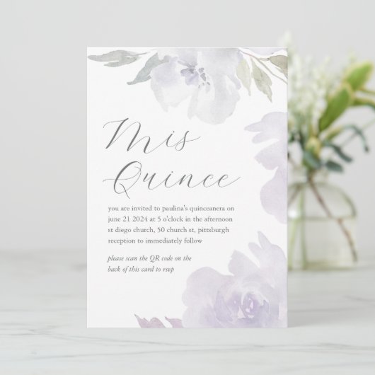 Mis Quince Bloemen Verjaardag Quinceañera QR Code Kaart (Staand voorkant)