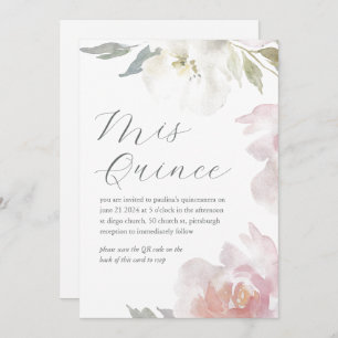 Mis Quince Bloemen Verjaardag Quinceañera QR Code Kaart