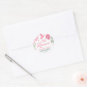 Mis Quince Blush Roze Bloemen Quinceañera Ronde Sticker (Envelop)