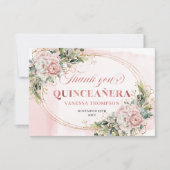 Mis Quince Boho Celebration Thanks Card Blush Pink Bedankkaart (Voorkant)