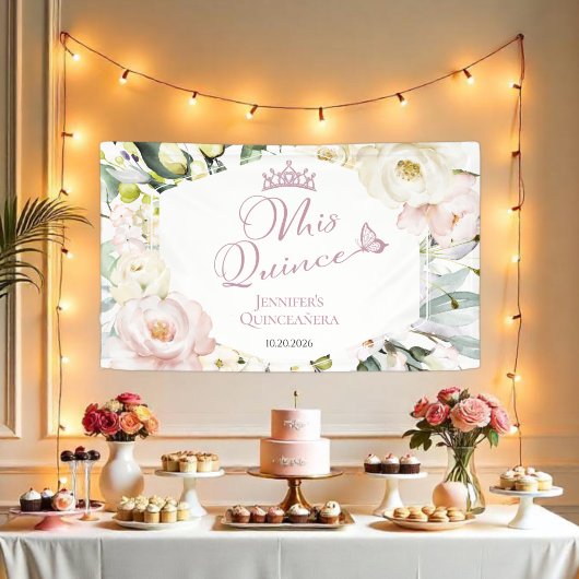 Mis Quince | Boho Floral Lijst Quinceañera Banner