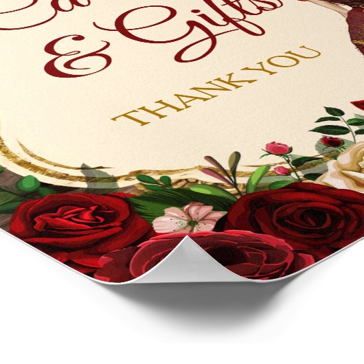 Mis Quince Bourgondië Bloemen Rustieke Kaarten Ges Poster (Hoek)