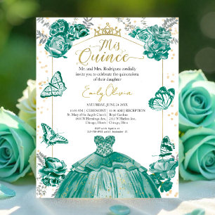 Mis Quince Budget Uitnodiging Smaragd Groene Kledi