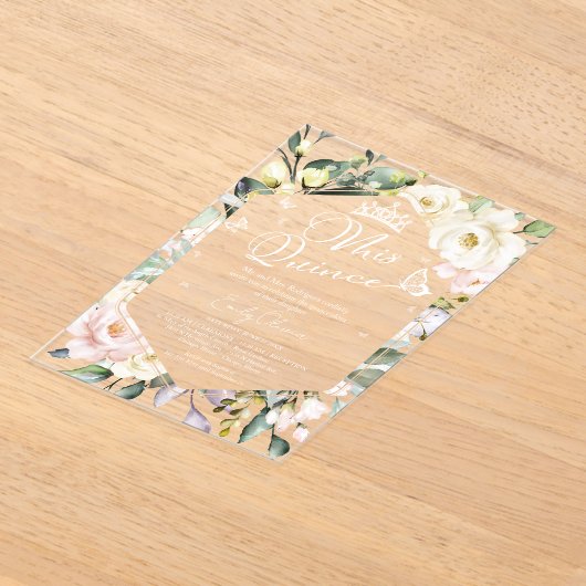 Mis Quince | Butterfly Boho Floral Quinceañera Acryl Uitnodigingen (Laagn)
