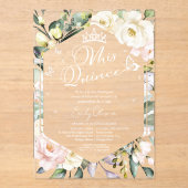 Mis Quince | Butterfly Floral Quinceañera Spaans Acryl Uitnodigingen (Voorkant)