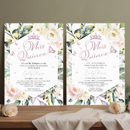 Mis Quince Butterfly Floral Quinceañera Tweetalig Kaart