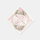 Mis Quince Celebration Napkins Blush Pink Floral Servet (Hoek)