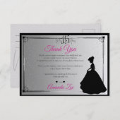 Mis Quince Dank u Nota Zwart-Wit Bedankkaart (Voorkant / Achterkant)