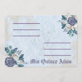 Mis Quince Dusty Blue Bloemen uitnodiging (Achterkant)