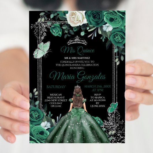 Mis Quince Emerald Green & Black Birthday Kaart