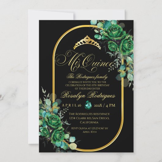 Mis Quince Emerald Green bloemen 15e verjaardag Kaart (Voorkant)