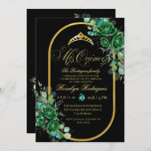 Mis Quince Emerald Green bloemen 15e verjaardag Kaart (Voorkant / Achterkant)