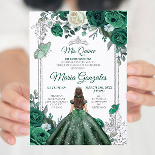 Mis Quince Emerald Green & White Birthday Kaart