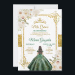 Mis Quince Emerald Green & White Floral Birthday Kaart<br><div class="desc">Mis Quince Emerald Green & White Floral Birthday Quinceanera Invitation Mis Quince Anos,  15e verjaardag</div>