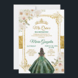 Mis Quince Emerald Green & White Floral Birthday Kaart<br><div class="desc">Mis Quince Emerald Green & White Floral Birthday Quinceanera Invitation Mis Quince Anos,  15e verjaardag</div>