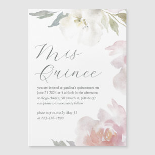 Mis Quince Floral 15 jaar verjaardag Quinceañera Magnetische Uitnodiging