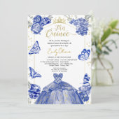 Mis Quince Foto Uitnodiging Spaans Royal Blue (Staand voorkant)