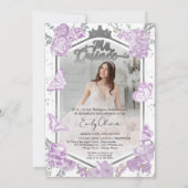 Mis Quince Foto Uitnodiging Tweetalige Lavendel (Achterkant)