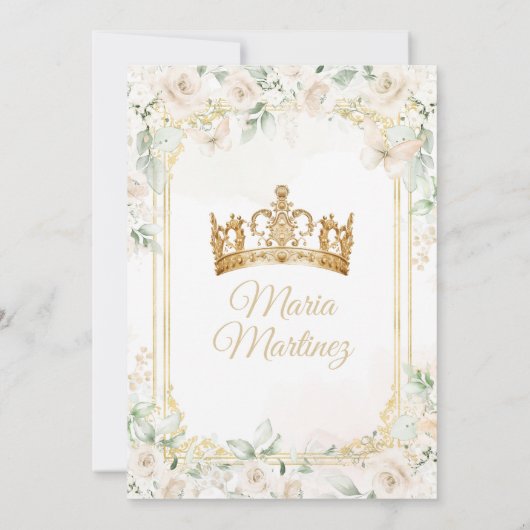 Mis Quince Ivory Wit Bloemen Prinses Verjaardag Kaart (Achterkant)