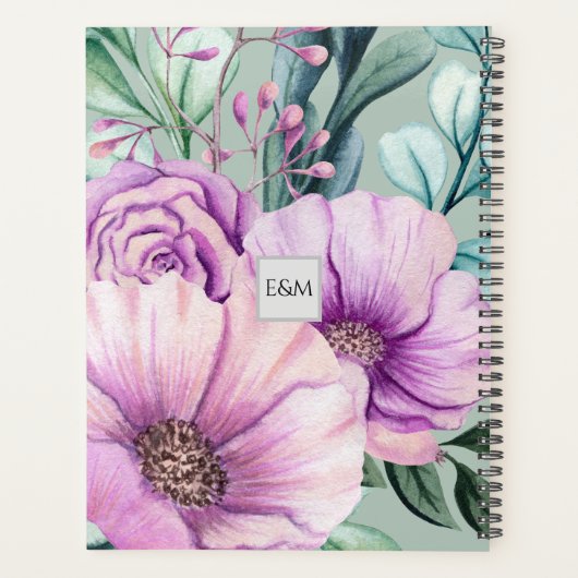 Mis QUINCE Paarse Bloemige Quinceanera GASTBOEK NI Planner (Achterkant)