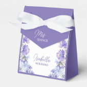 Mis Quince Paarse Peri Bloemen Quinceanera Party Bedankdoosjes (Voorkant Zijde)
