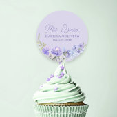 Mis Quince Paarse Peri Bloemige Quinceanera Sticke Ronde Sticker